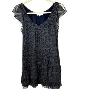 Madewell Eliot Black Gray Dot Print Ruffle Silk‎ Dress in Size 2